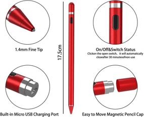 img 2 attached to 🖊️ Перезаряжаемая красная активная стилус-ручка для Apple iPad и сенсорных экранов - тонкая кончиковая точка 1,5 мм - совместима с iPhone, iPad, планшетами и многим другим.