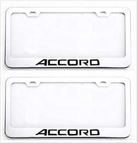 img 2 attached to 🚗 Auggies Accord Letters H Stainless Steel Chrome Silver License Plate Frame - Rust-Free Holder with Caps and Screws for Honda Accord (2)