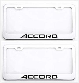 img 1 attached to 🚗 Auggies Accord Letters H Stainless Steel Chrome Silver License Plate Frame - Rust-Free Holder with Caps and Screws for Honda Accord (2)