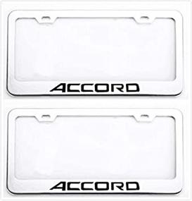 img 4 attached to 🚗 Auggies Accord Letters H Stainless Steel Chrome Silver License Plate Frame - Rust-Free Holder with Caps and Screws for Honda Accord (2)