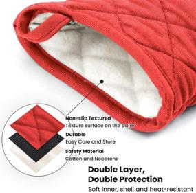 img 2 attached to 🧤 Red Neoprene Mini Oven Mitts, 2-Pack - Heat Resistant Gloves with Non-Slip Grip Surfaces and Hanging Loop for Safe Handling of Hot Pot Cookware/Bakeware