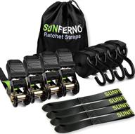 🔒 sunferno ratchet straps tie down 2500lbs break strength, 15 foot - heavy duty straps with soft loop straps for secure motorcycle and cargo transportation - black (4 pack) logo
