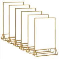 gold acrylic sign holder & picture frames: clear 🖼️ double sided menu/wedding table number display - 5x7 size (6 pack) logo