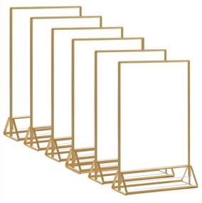 img 4 attached to Gold Acrylic Sign Holder & Picture Frames: Clear 🖼️ Double Sided Menu/Wedding Table Number Display - 5x7 Size (6 Pack)