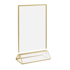 img 1 attached to Gold Acrylic Sign Holder & Picture Frames: Clear 🖼️ Double Sided Menu/Wedding Table Number Display - 5x7 Size (6 Pack)