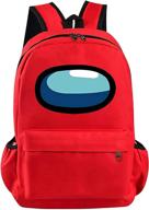 sus-looking imposter backpack: meme crewmate day pack for outdoor hiking & school (red, 17 in) logo