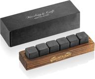 🥃 premium whiskey stones gift set for men: 6 granite chilling rocks in a classy wood tray - perfect whiskey gift for men, dad, husband, boyfriend logo