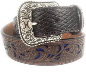 img 1 attached to 👔 Stylish HOOey Mens Tooled Tapered Belt: Top-notch Men's Accessories to Elevate Your Style