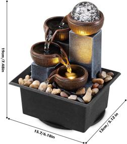 img 3 attached to 🌊 Enhance Your Environment with a Soothing Tabletop Fountain: 4 Level Waterfall Meditation Feature with LED Lights, Natural River Rocks, and Decorative Bubble Ball - Perfect for Office, Home, and Desktop Relaxation