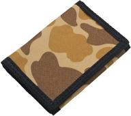 👝 camo brown rfid blocking canvas trifold wallet for men, women, teens, and kids - outdoor sports wallet with magic sticker logo