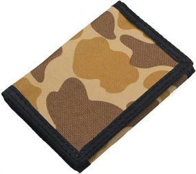 img 4 attached to 👝 Camo Brown RFID Blocking Canvas Trifold Wallet for Men, Women, Teens, and Kids - Outdoor Sports Wallet with Magic Sticker