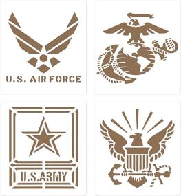 img 4 attached to 🎨 Military Stencils 4 Pack - US Air Force, Marine Corps, Army, Navy - 8.9x7.35 Inch American Flag Templates - Reusable USA Mylar Stencils for Painting Wood, Wall Art, Airbrush Paint and More