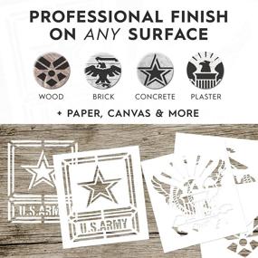 img 2 attached to 🎨 Military Stencils 4 Pack - US Air Force, Marine Corps, Army, Navy - 8.9x7.35 Inch American Flag Templates - Reusable USA Mylar Stencils for Painting Wood, Wall Art, Airbrush Paint and More