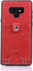 img 3 attached to 📱 Red PU Leather Wallet Case with Necklace Lanyard for Samsung Galaxy Note 9 - Adjustable Detachable Card Holder & Anti-Lost Neck Strap Cover