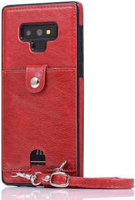 img 4 attached to 📱 Red PU Leather Wallet Case with Necklace Lanyard for Samsung Galaxy Note 9 - Adjustable Detachable Card Holder & Anti-Lost Neck Strap Cover