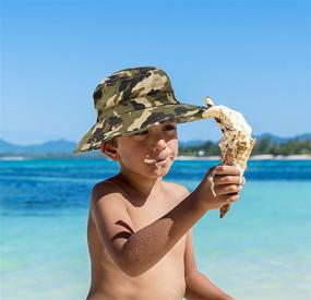 img 3 attached to Packable Camouflage Fishman Cap for Boys Ages 5-8: Sun Hat Bucket