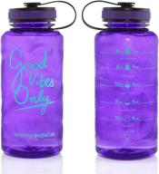 🏋️ 34oz motivational bottle for fitness, workout and sports - unique timeline, measurements & goal marked times for daily water intake - bpa free, non-toxic tritan (purple) logo