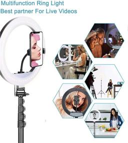 img 3 attached to 📸 12-Inch Selfie Ring Light with 67-Inch Extendable Tripod Stand, 2-in-1 Phone and Tablet Holder for Live Streaming, Makeup, LED Camera Ringlight for YouTube Videos, Compatible with iPhone and Android