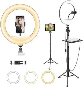 img 4 attached to 📸 12-Inch Selfie Ring Light with 67-Inch Extendable Tripod Stand, 2-in-1 Phone and Tablet Holder for Live Streaming, Makeup, LED Camera Ringlight for YouTube Videos, Compatible with iPhone and Android