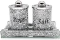 🧂 exquisite handcrafted silver salt and pepper shakers set with tray - stylish crystal-filled glass containers for kitchen décor and gifting logo