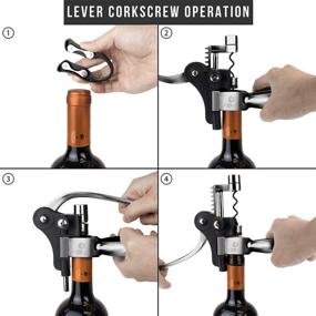 img 3 attached to 🍷 OPUX Wine Opener Corkscrew Set: Aerator, Foil Cutter, Stopper, Pourer, Drip Ring – Lever Wine Bottle Opener Accessories Kit in Silver, Perfect for Housewarming & Wedding