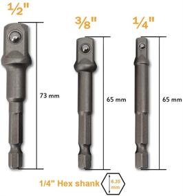img 1 attached to Набор адаптеров головок Ptslkhn с хвостовиками шестигранной формы 3 штуки - 1/4 дюйма, 3/8 дюйма и 1/2 дюйма - сталь CR-V - совместим с электроинструментами и отвёртками.