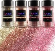 🌈 laza ultra fine glitter - 4 color set of 80ml arts and craft glitter with mixed ultra fine powder sequins for resin nail art, epoxy tumbler, slime decoration, weddings, card flowers, scrapbooking - pink gold logo