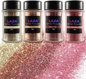 img 4 attached to 🌈 Laza Ultra Fine Glitter - 4 Color Set of 80ml Arts and Craft Glitter with Mixed Ultra Fine Powder Sequins for Resin Nail Art, Epoxy Tumbler, Slime Decoration, Weddings, Card Flowers, Scrapbooking - Pink Gold