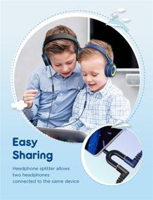 img 3 attached to 🎧 2 Pack iClever Kids Headphones with Mic & Sharing Splitter - Safe Volume Limited, Adjustable Foldable Headphones for Online School/Travel/Tablet