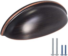 img 4 attached to Homotek 6-Pack Drawer Bin Cup Pulls for Cabinets - Oil Rubbed Bronze Furniture Handles: Enhance Your Kitchen Cabinet Hardware!