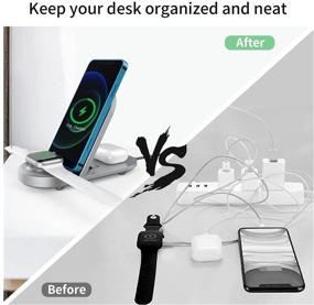 img 1 attached to 🔌 15W 3-in-1 Wireless Charging Station for AirPods Pro 2, Apple Watch SE 6 5 4 3 2, iPhone 12/12 Pro Max/11 Series, XS Max, XR, XS, X, 8, 8 Plus, Samsung Galaxy - Includes QC 3.0 Adapter