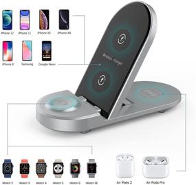 img 3 attached to 🔌 15W 3-in-1 Wireless Charging Station for AirPods Pro 2, Apple Watch SE 6 5 4 3 2, iPhone 12/12 Pro Max/11 Series, XS Max, XR, XS, X, 8, 8 Plus, Samsung Galaxy - Includes QC 3.0 Adapter