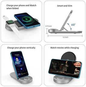 img 2 attached to 🔌 15W 3-in-1 Wireless Charging Station for AirPods Pro 2, Apple Watch SE 6 5 4 3 2, iPhone 12/12 Pro Max/11 Series, XS Max, XR, XS, X, 8, 8 Plus, Samsung Galaxy - Includes QC 3.0 Adapter