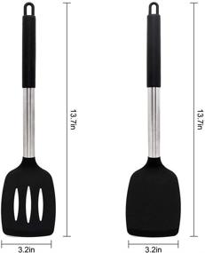 img 3 attached to 🍳 Flexible Silicone Spatula Set, Heat Resistant Handle, 2-Piece, Black, Slotted Turner, Ideal for Fried Egg, Barbecue, Hamburg - Nonstick, Premium Quality