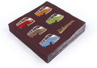 🚌 volkswagen samba bus t1 camper van design printed napkins - brisa vw collection (20 pcs., 13x13 inches, 3-ply/parade) logo