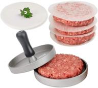 🍔 ovos non-stick hamburger press with 100 free patty papers - aluminum construction and wood handle logo