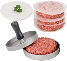 img 4 attached to 🍔 OVOS Non-Stick Hamburger Press with 100 FREE Patty Papers - Aluminum Construction and Wood Handle