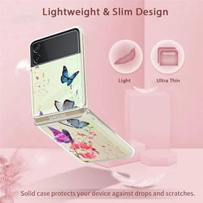 img 3 attached to 🦋 LSL Case for Samsung Galaxy Z Flip 3 5G - Butterflies and Flowers Pattern Clear Design, Hard PC Material, Shockproof Full Body Protection, Wireless Charging Compatible, Slim Phone Cover