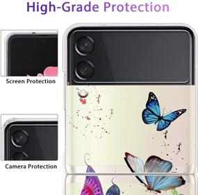 img 1 attached to 🦋 LSL Case for Samsung Galaxy Z Flip 3 5G - Butterflies and Flowers Pattern Clear Design, Hard PC Material, Shockproof Full Body Protection, Wireless Charging Compatible, Slim Phone Cover