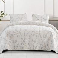 🌸 exclusivo mezcla microfiber queen size quilt set: gradient floral pattern bedding with pillow shams, lightweight 3-piece bedspreads/coverlet, (96"x 92", white) logo