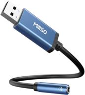 🔌millso адаптер usb к аудиоразъему 3,5 мм - сапфирово-синяя внешняя звуковая карта trrs для наушников, динамиков, ps4, пк - 30 см логотип