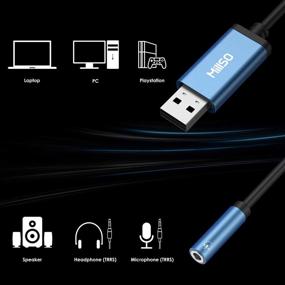 img 1 attached to 🔌MillSO адаптер USB к аудиоразъему 3,5 мм - сапфирово-синяя внешняя звуковая карта TRRS для наушников, динамиков, PS4, ПК - 30 см