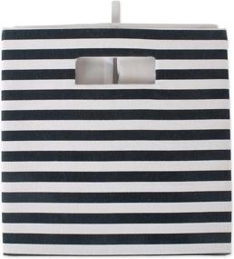 img 2 attached to 📦 DII Large Hard Sided Collapsible Fabric Storage Container for Nursery, Offices, and Home Organization - Black Pin Stripe (13x13x13 inches)