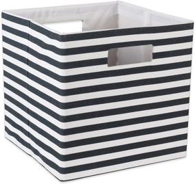 img 4 attached to 📦 DII Large Hard Sided Collapsible Fabric Storage Container for Nursery, Offices, and Home Organization - Black Pin Stripe (13x13x13 inches)