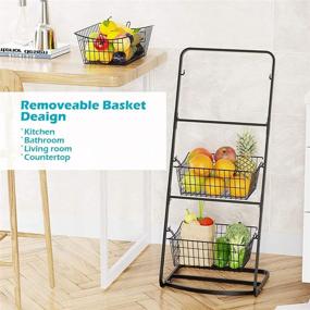 img 3 attached to 🥦 3-Tier Market Basket Organizer for Kitchen and Bathroom - Fruit, Vegetable, and Produce Storage Bin - Hanging Metal Storage Basket - Antique Black (3-Tier Market Basket)