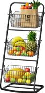 🥦 3-tier market basket organizer for kitchen and bathroom - fruit, vegetable, and produce storage bin - hanging metal storage basket - antique black (3-tier market basket) логотип