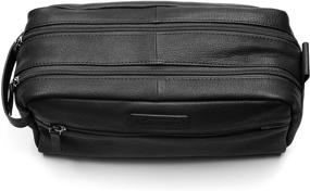 img 2 attached to Premium Genuine Leather Shaving Kit Dopp Kit Travel Case by Alpine Swiss - Sedona Toiletry Bag