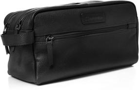 img 3 attached to Premium Genuine Leather Shaving Kit Dopp Kit Travel Case by Alpine Swiss - Sedona Toiletry Bag