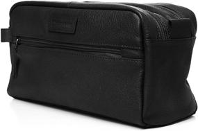 img 1 attached to Premium Genuine Leather Shaving Kit Dopp Kit Travel Case by Alpine Swiss - Sedona Toiletry Bag