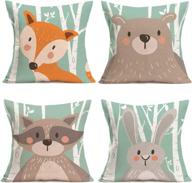 🐾 asminifor cute animal cartoon throw pillow covers - set of 4 cotton linen cushion covers for home and car decor (cartoon animal) логотип